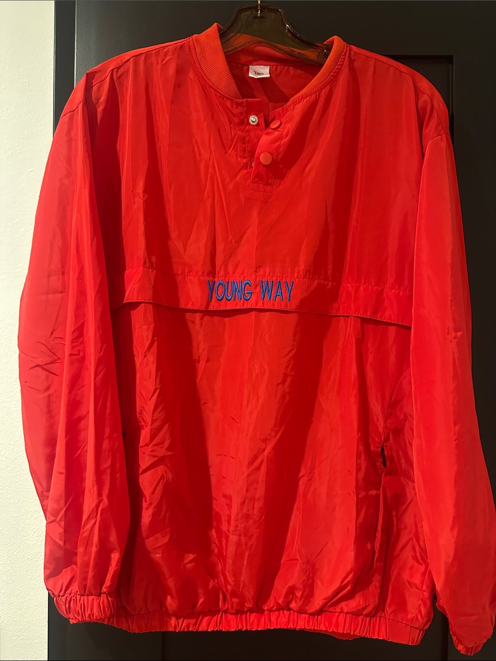 Red 'Young Way' Pullover Windbreaker